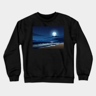 Beach Full Moon D20 Dice RPG Night Roleplaying Landscapes Crewneck Sweatshirt